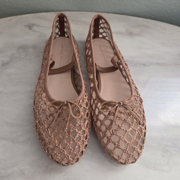 Leonie Brown Crochet Ballet Flat $275